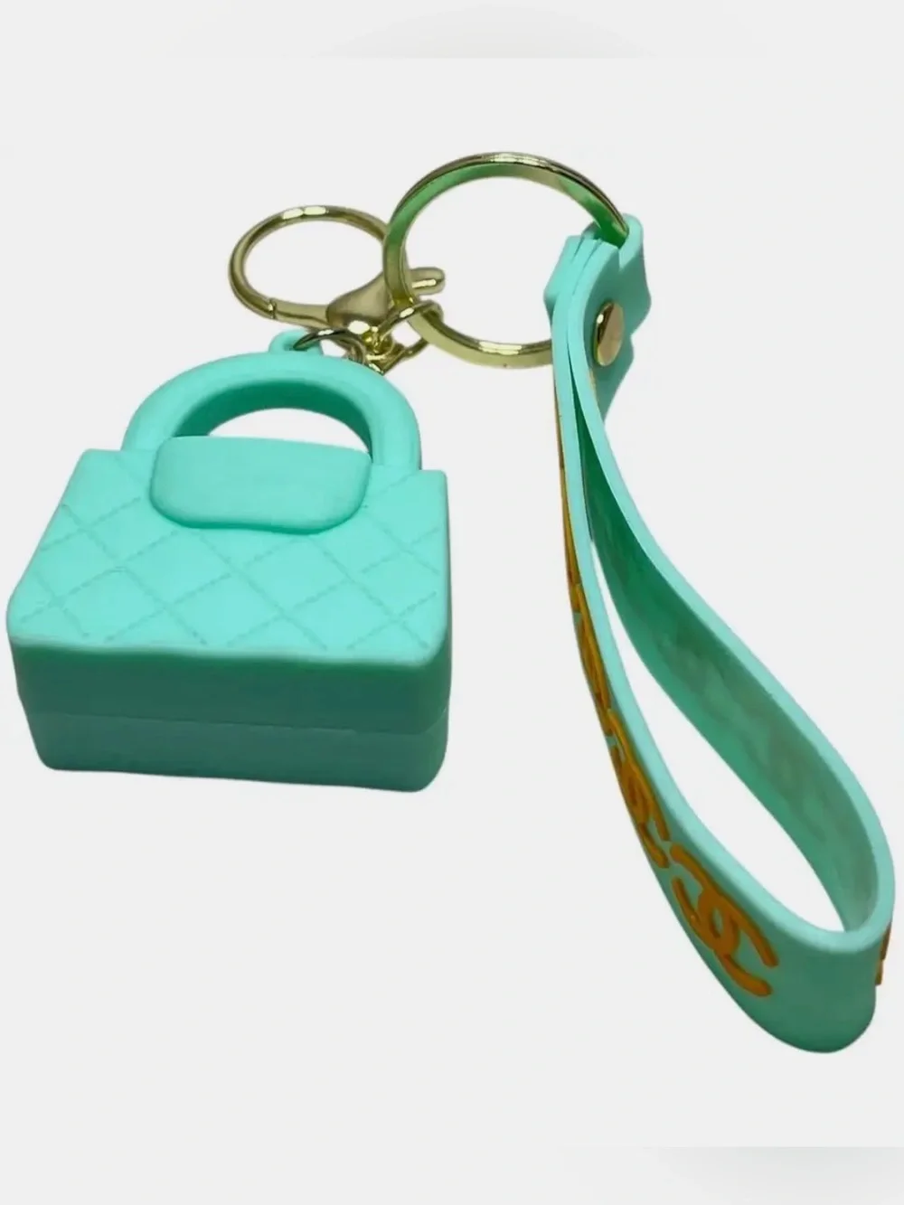 NEW CC Mint Green Quilted Handbag Key Chain - Bag Charm & Wrist Strap
